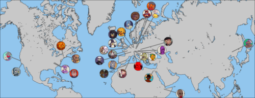 (Approximate) Current location of the Orbis characters I’ve drawn so far.