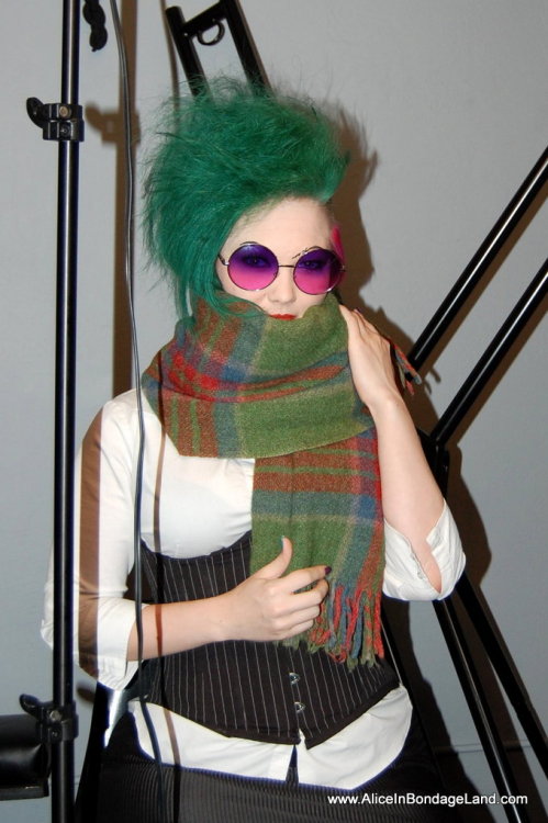 mistressaliceinbondageland:Denali Winter having fun on the set - they  are  an excellent director!!!