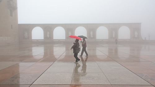 Santa Maria de Montserrat Abbey in the mist