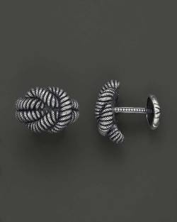 never-under-dressed:  Scott Kay Men’s Sterling Silver Engraved Knotted Cufflinks