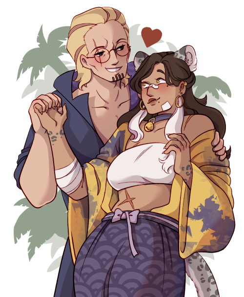 a commission for @childofblackmaria of their s/i and rayleigh! thank u for commissioning me!!