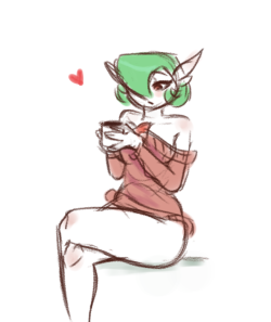 Mleonheart: Curlysartworld:  Gardevoir Having Coffee :3  You Can Request Me To Draw
