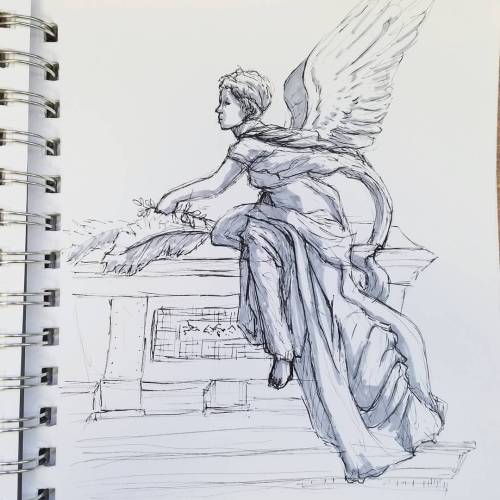 The last angel drawing from our Europe adventure! This angel was on top of a tall spire in the old P