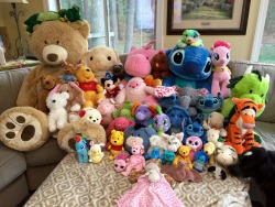 crybabylittle:  agender-little-prince:  HAPPY 1,500 FOLLOWERS!! The most request I got was to share my stuffy collection so here it is!! I hope you enjoy🦁💚  Goals?