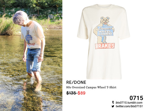 201224 | Jimin : Official Twitter Update RE/DONE - 80s oversized campus wheel t-shirt // Sold out Fo