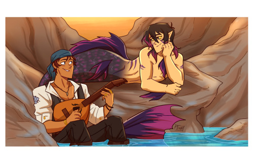 anothertina:Klance AU month Day 5 & 6: Merman/PirateI couldn’t not draw my merkeith, and also La