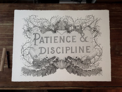 beautifultype:  &ldquo;Patience and discipline&rdquo;, a fantastic work from our friends Rémy Boiré and Xavier Casalta. More than 300 hours of work here with letters made with points and detailed acanthus leaves. More details here. 