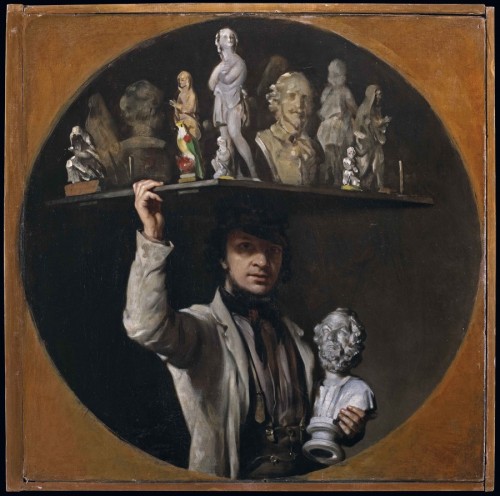 visual-sandwich: William   Daniels - British, 1813-1880) - Self-Portrait, as pedlar of statues - 1850 - 