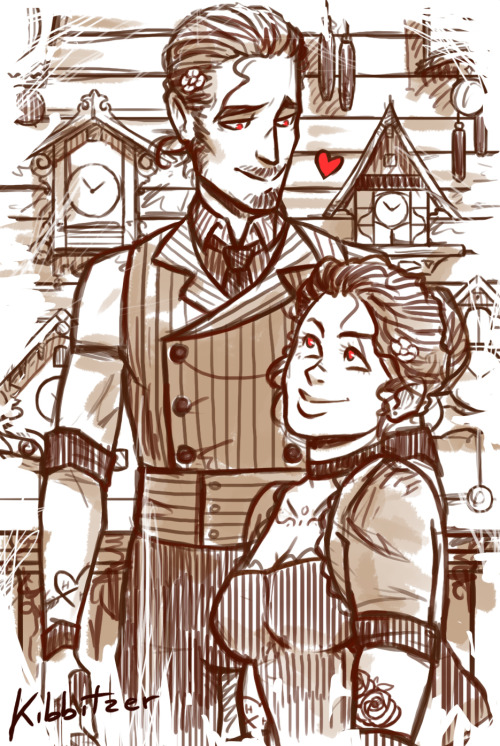  I’ve never drawn these OCs! They are Harvey & Hellen.. 2 sickly sweet watchmakers and smu