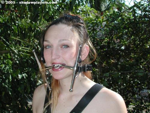 bondage-ponygirls-and-more: Theme for the Day: Drool (Ponygirl Simone).More atwww.shadowplaye