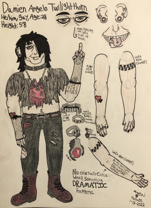  So I finally made a proper ref of Damien after making him like…two years ago or something? T