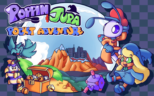 Promo image for my game, Poppin &amp; Jupa: Pocket Adventure! Please give the demo a shot, I’ve upda