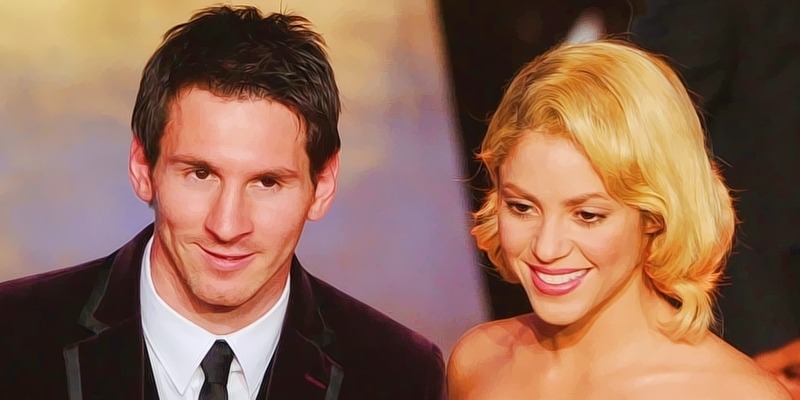 cuccittini:  Lionel Messi is congratulated by  Shakira after receiving for the third