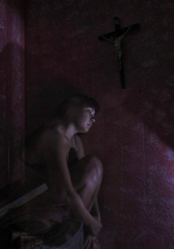 marissalynnla:  marissalynnla:  Self (Trailer in Thermal)2013  This place burned down.  =/ I loved the pink painted walls, and the crucifix.