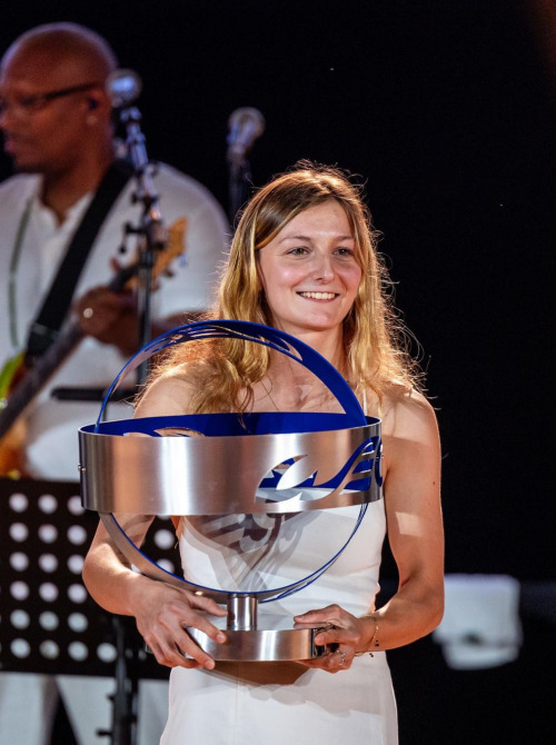 Doriane Pin Accepting The WEC Revelation Of The Year Award In 2023, Becoming The First Woman To Do So
