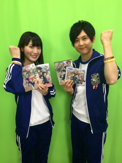 fuku-shuu:  Kaji Yuuki (Eren) and Ishikawa Yui (Mikasa) pose in athletic uniforms and highlight the Shingeki! Kyojin Chuugakkou DVDs and soundtrack after their Nico Nico livestream session today! ETA: More images added from Ishikawa Yui’s blog! 