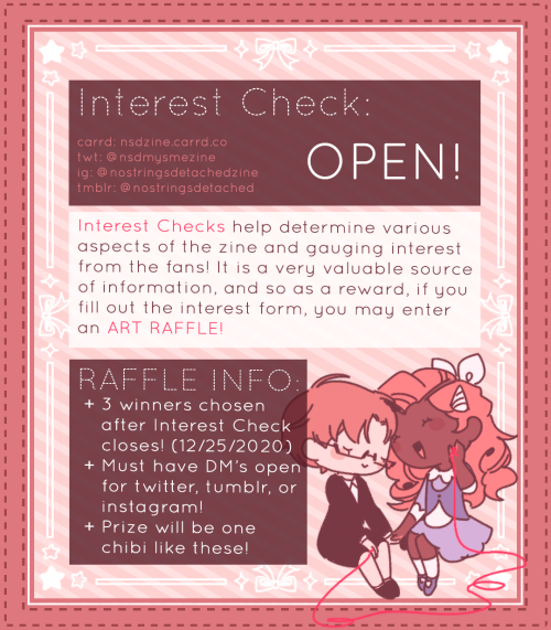 nostringsdetached: ✨Interest Check &amp; Art Raffle Closes tomorrow!✨ Interest Check Art Raffle 