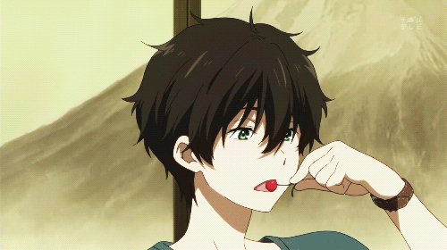 sugoihentai:  Cutie Oreki eating cherries ヾ(＠^▽^＠)ﾉ 