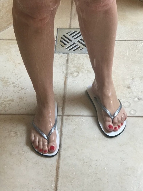 Silver flip flops on Flip Flop Friday.