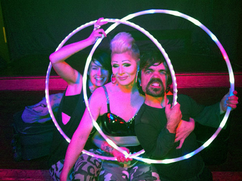 pottergirl05: The only thing you need to see.. Peter drinklage and Lena Heady hula hooping at a gay