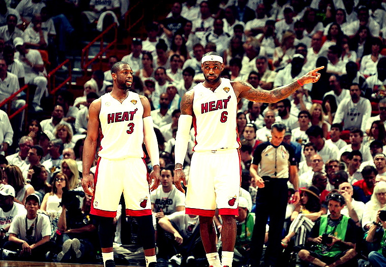 fyeahbballplayers:  Miami Heat Big 3.  2013 Finals. Game 6; 