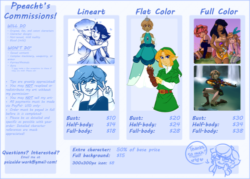 Hey all, commissions are OPEN!Please share if you can! Every reblog means the world to me  ♥ on devi