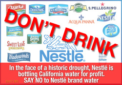 arachnomatic:  mystipet:  graceybird:  salmonking:  dailykos:  If Nestlé is unwilling to stop their practice of bottling water in drought-stricken areas, then it’s time for us as consumers to take action and boycott their water.Sign the pledge and