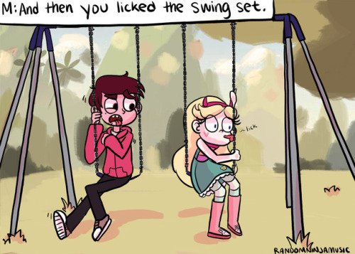 “Star, don’t lick the swing set.”credit to @incorrect-svtfoe for the text post!