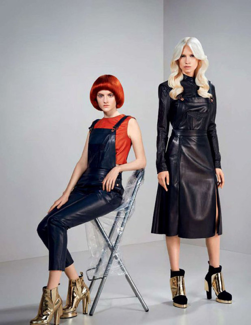A couple nice leather overall looks - Really liking the leather apron dress over the leather top 