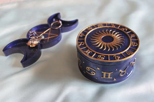 Trinket box and jewelry dish. Celestial theme and ready to be customized for you to pick your own co