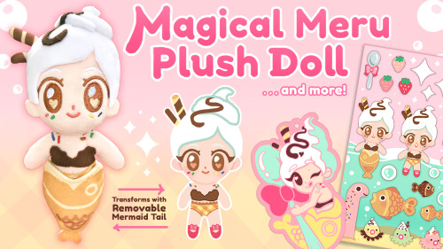 [ Reblogs = ❤️ ] A new friend appears! Magical Meru Mermaid Plush Doll KICKSTARTER IS LIVE! Plus Sti