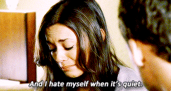   Best One Tree Hill Acting Scenes  ♦ Jana Kramer   “I hate myself when it’s quiet.”   This gif set is misleading and out of context. In reality she was trying to get this “taken” man to fall into her skank vagina.