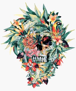 lesstalkmoreillustration: Floral Skull Giclée