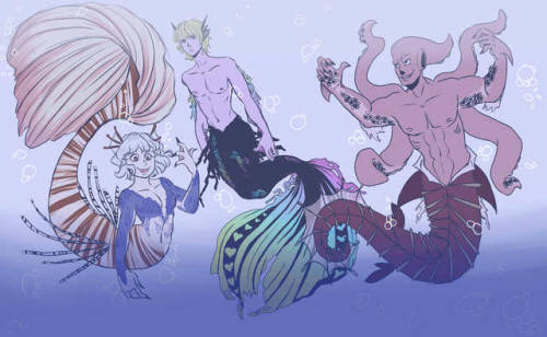 (( So I drew more Mermaids for Mermay.. I know its not a moogy, but its in the same au so eh.Pitou i