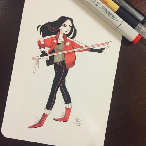 Inktoberflix Day 23, Colleen Wing! Fused some outfits for this one :)