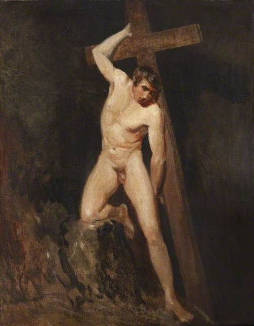kunstfreund: Academic Study of a Male Nude in the Same Pose as a Figure in Michelangelo’s ‘Last Judgement’ in the Sistine Chapel, Rome by John Constable 