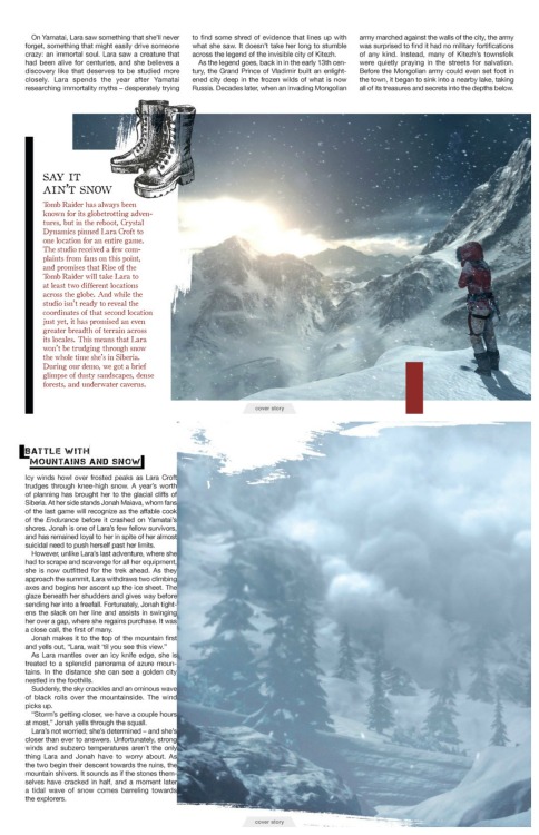 theomeganerd:  Rise of the Tomb Raider details (Game Informer March 2015 issue)