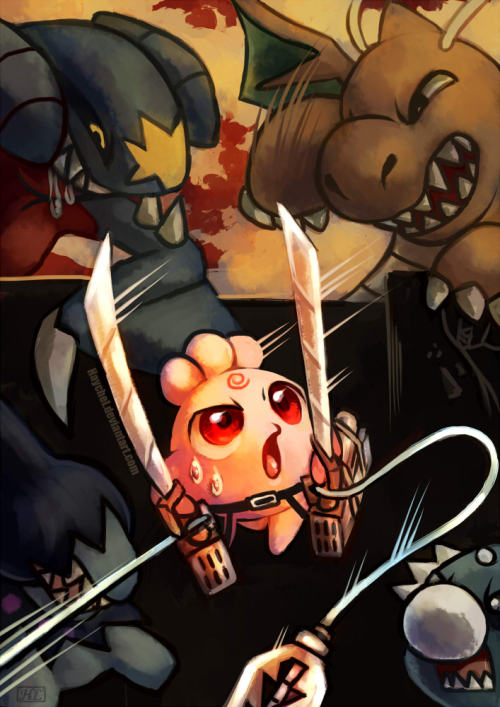 thegameisalife:  Ataque a los Dragones. Attack on Dragons By haychelda:  Attack on Dragons by ~Haychel On that day, Igglybuff received a grim reminder…Joked about it with  but hey, I like to make things happen, so yea, take this Shingeki no Kyojin x