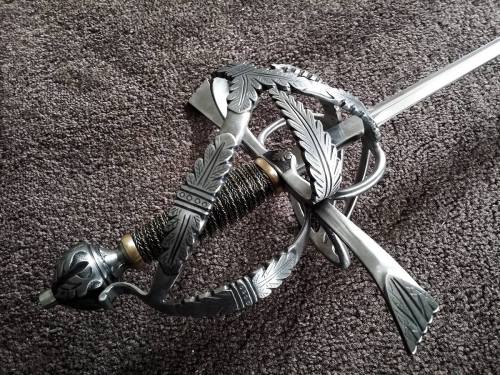 longswordsinlondon:  From http://www.danelliarmouries.com/“For this fully hand carved and engraved beauty I’ve been asked to adapt what was an original italian sidesword design into a rapier. Had to change some of the proportions of the hilt and pommel