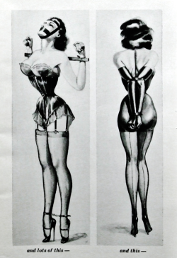 vintagegal:  Illustration by John Willie in Bizarre Magazine