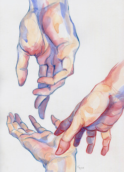 kikitr0n:Some hand studies with watercolor
