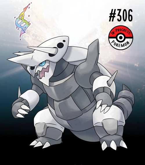 inprogresspokemon:#304.5 - Aron live deep in the mountains, where they build up their steel bod