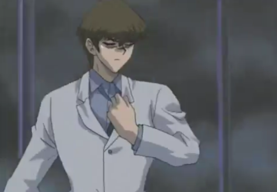 hawthie:  a-weird-rusted-android:  I was watching episode 200 of DM and there’s this scene where Bakura kidnaps Mokuba and tells Kaiba to duel him and Kaiba is pretty annoyed Then Bakura hangs up or whatever and Kaiba does this: He takes off his tie
