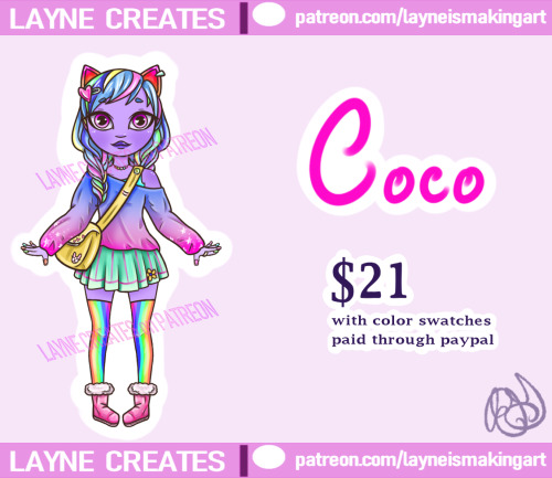 Coco is a Pastel Rainbow Harajuku Girl. She is for sale for $21. I will send a high quality .png on 