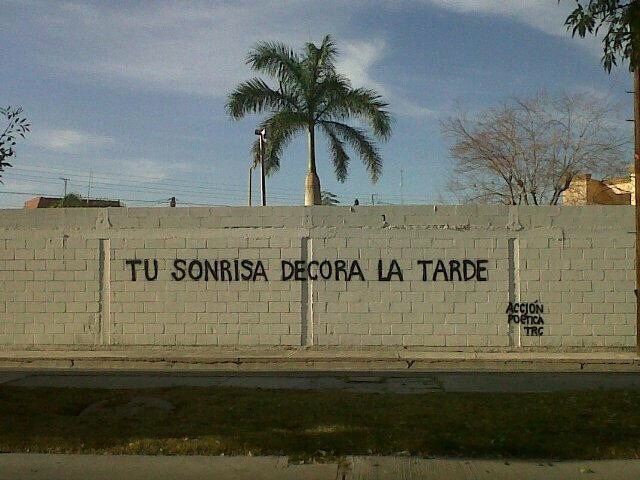 accion&ndash;poetica:  Tu sonrisa decora la tarde. 