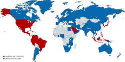 mapsontheweb:  Map of countries by which variation of English is taught as standard. Keep reading