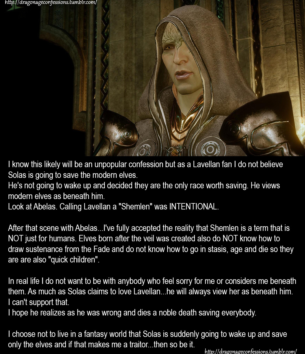 Dragon Age Confessions — Confession: Is it just me, or do the