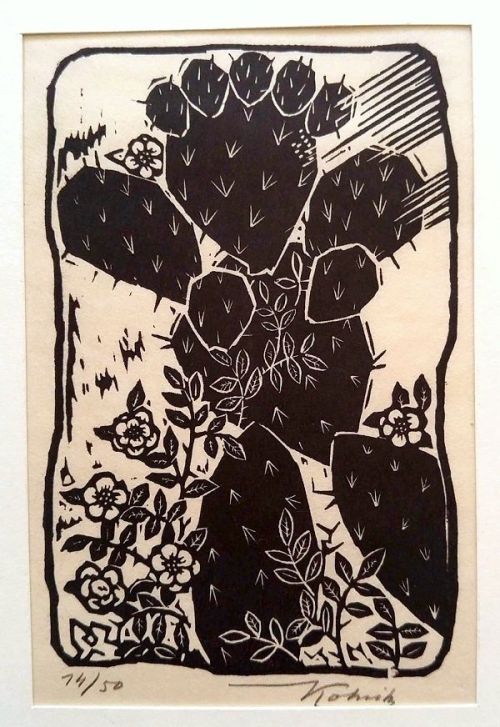 cactus-in-art:Arthur Kolnik (Polish/French, 1890 - 1972)Prickly Pear Cactus and Climbing Flowers