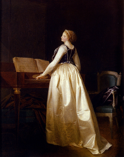 A Lady Playing The Virginals. Henri-Nicolas Van Gorp (French, 1695-1778). Oil on canvas.Van Gor