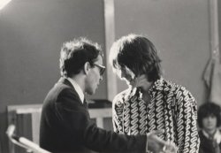 davidhudson:  Happy 75th, Mick Jagger.With Jean-Luc Godard.